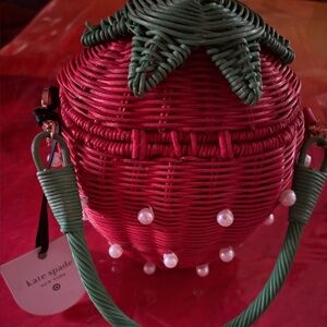 Kate Spade Red and White Strawberry Pearl-Embellished Bag- NEW with tags